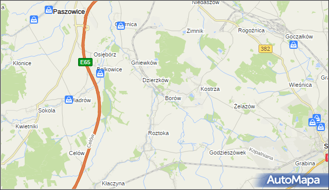 mapa Borów gmina Dobromierz, Borów gmina Dobromierz na mapie Targeo