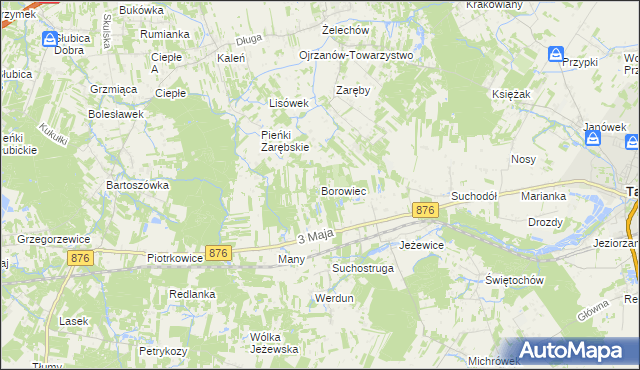 mapa Borowiec gmina Tarczyn, Borowiec gmina Tarczyn na mapie Targeo