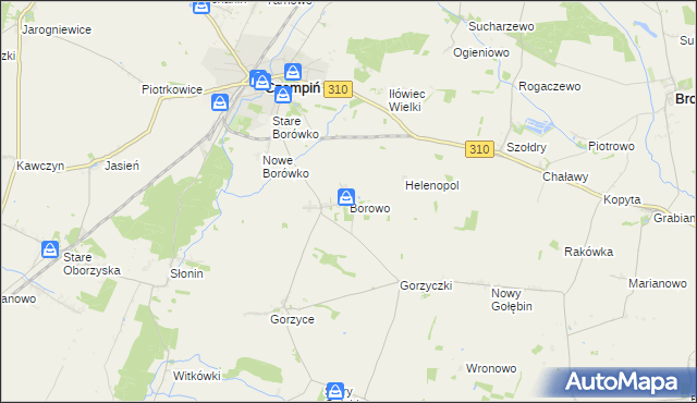 mapa Borowo gmina Czempiń, Borowo gmina Czempiń na mapie Targeo