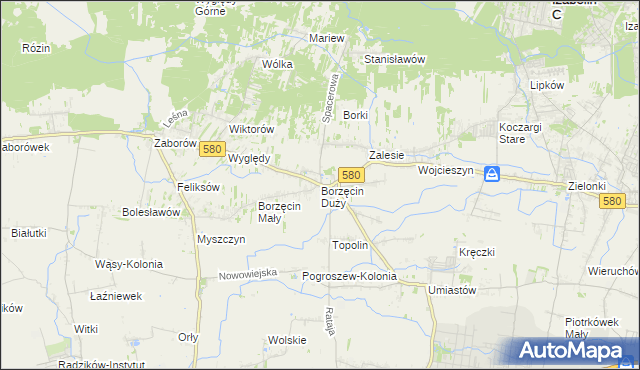 mapa Borzęcin Duży, Borzęcin Duży na mapie Targeo