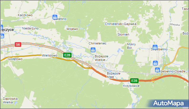 mapa Bożepole Wielkie, Bożepole Wielkie na mapie Targeo