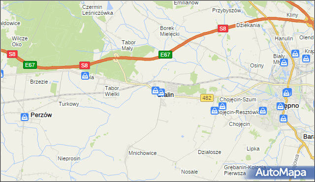 mapa Bralin powiat kępiński, Bralin powiat kępiński na mapie Targeo