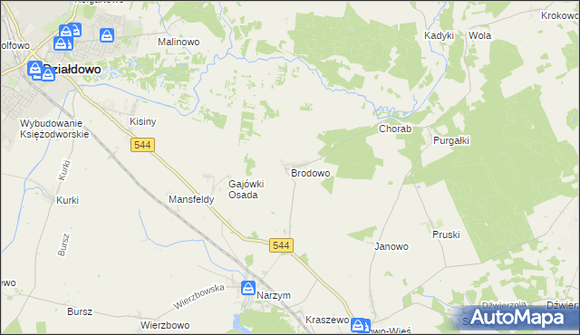 mapa Brodowo gmina Iłowo-Osada, Brodowo gmina Iłowo-Osada na mapie Targeo