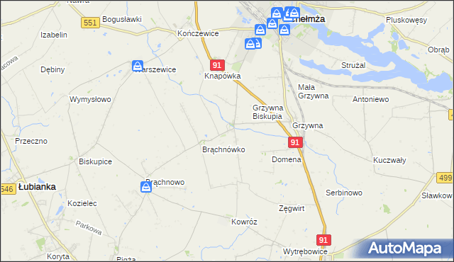 mapa Browina gmina Chełmża, Browina gmina Chełmża na mapie Targeo