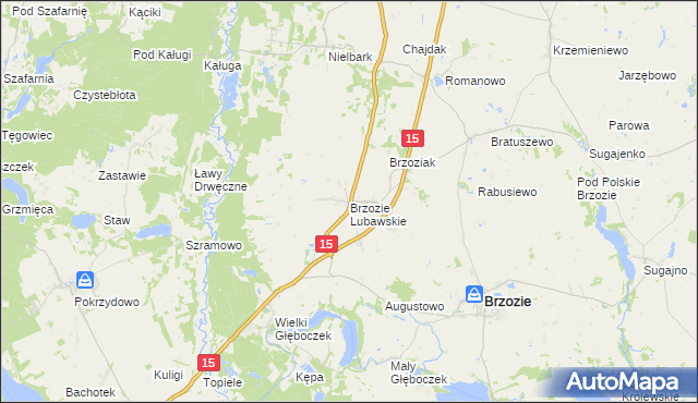 mapa Brzozie Lubawskie, Brzozie Lubawskie na mapie Targeo