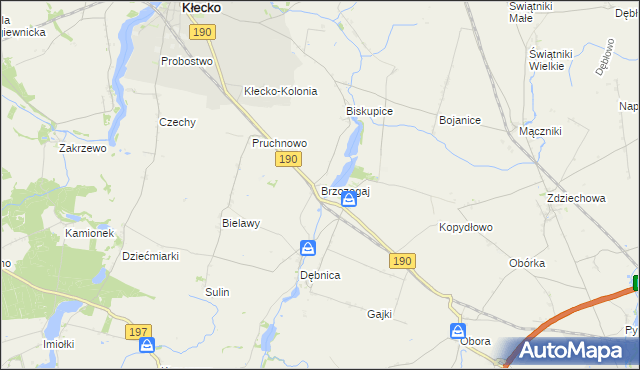 mapa Brzozogaj gmina Kłecko, Brzozogaj gmina Kłecko na mapie Targeo