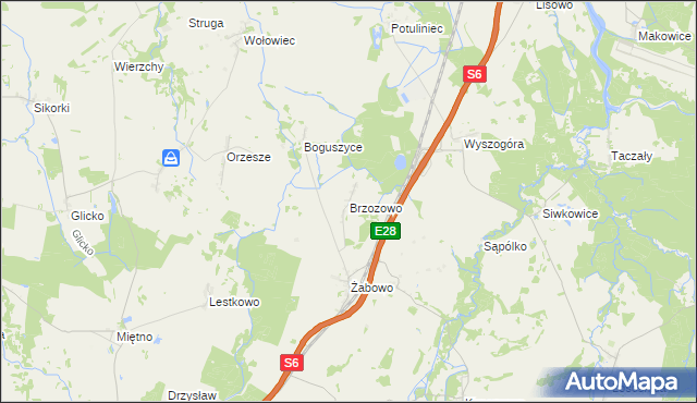 mapa Brzozowo gmina Nowogard, Brzozowo gmina Nowogard na mapie Targeo