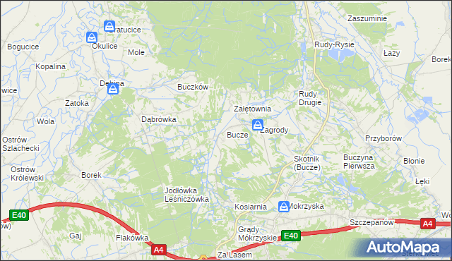 mapa Bucze gmina Brzesko, Bucze gmina Brzesko na mapie Targeo