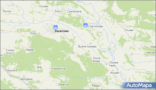 mapa Budne-Sowięta, Budne-Sowięta na mapie Targeo