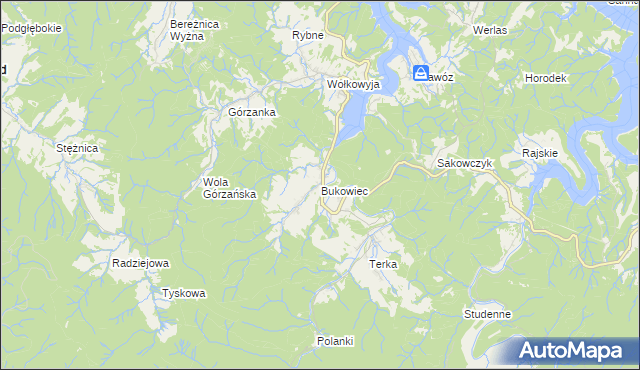 mapa Bukowiec gmina Solina, Bukowiec gmina Solina na mapie Targeo