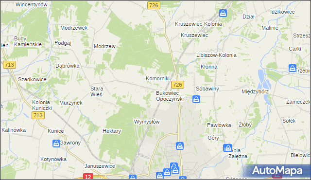 mapa Bukowiec Opoczyński, Bukowiec Opoczyński na mapie Targeo