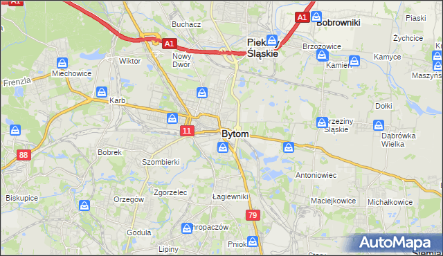 mapa Bytomia, Bytom na mapie Targeo