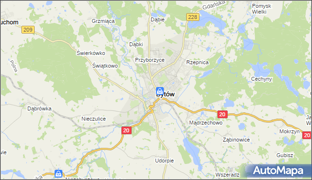 mapa Bytów, Bytów na mapie Targeo