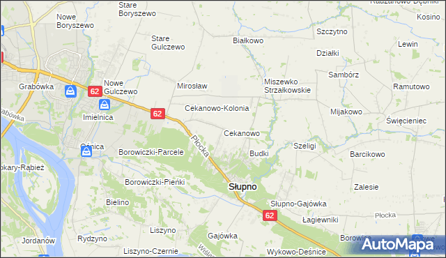 mapa Cekanowo gmina Słupno, Cekanowo gmina Słupno na mapie Targeo