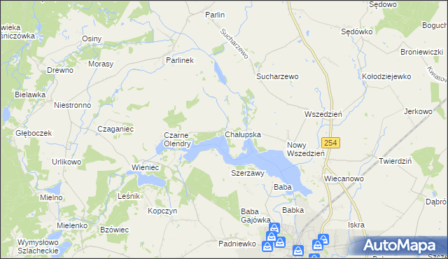 mapa Chałupska gmina Mogilno, Chałupska gmina Mogilno na mapie Targeo