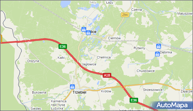 mapa Chełmica, Chełmica na mapie Targeo