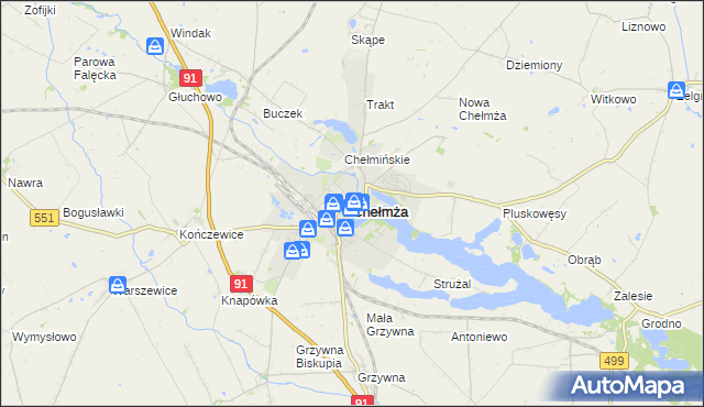 mapa Chełmża, Chełmża na mapie Targeo