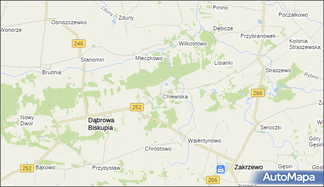 mapa Chlewiska gmina Dąbrowa Biskupia, Chlewiska gmina Dąbrowa Biskupia na mapie Targeo