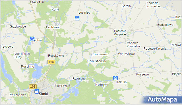 mapa Chociszewo gmina Skoki, Chociszewo gmina Skoki na mapie Targeo