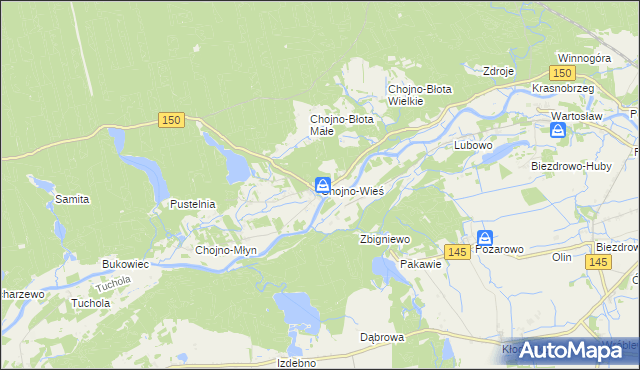 mapa Chojno-Wieś, Chojno-Wieś na mapie Targeo