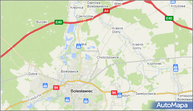 mapa Chościszowice, Chościszowice na mapie Targeo