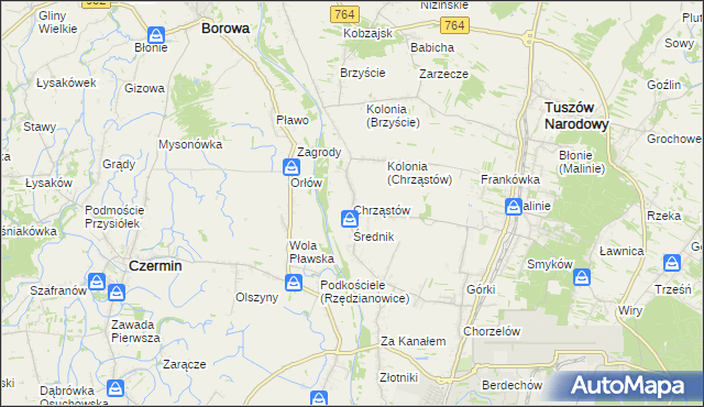 mapa Chrząstów gmina Mielec, Chrząstów gmina Mielec na mapie Targeo