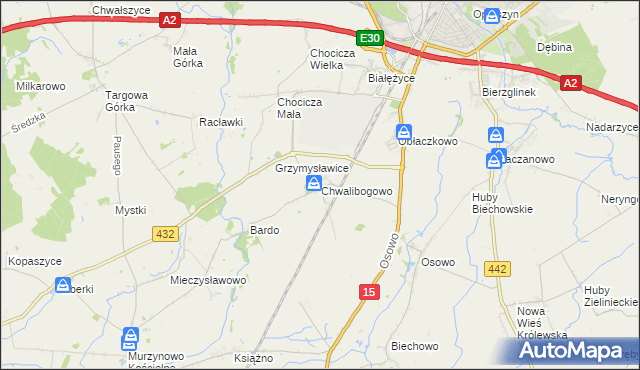 mapa Chwalibogowo gmina Września, Chwalibogowo gmina Września na mapie Targeo