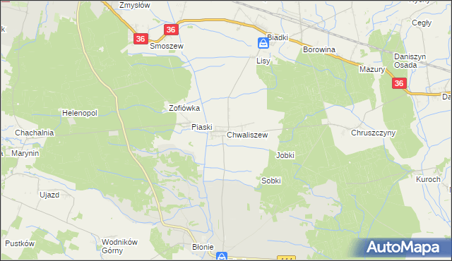 mapa Chwaliszew, Chwaliszew na mapie Targeo