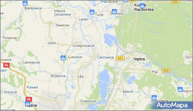 mapa Ciechowice, Ciechowice na mapie Targeo
