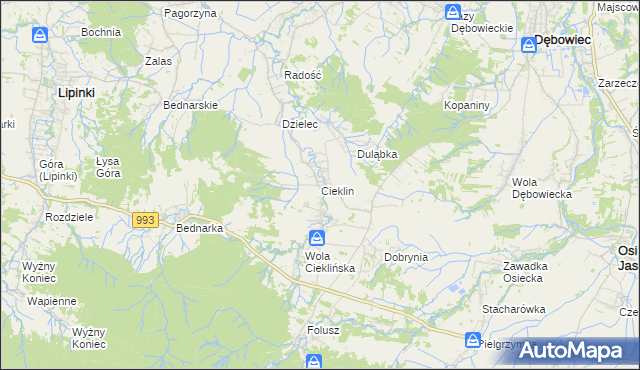 mapa Cieklin, Cieklin na mapie Targeo