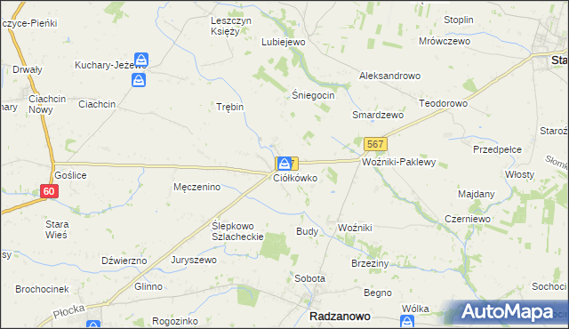 mapa Ciółkowo, Ciółkowo na mapie Targeo