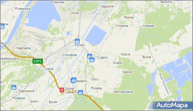 mapa Cygany gmina Nowa Dęba, Cygany gmina Nowa Dęba na mapie Targeo