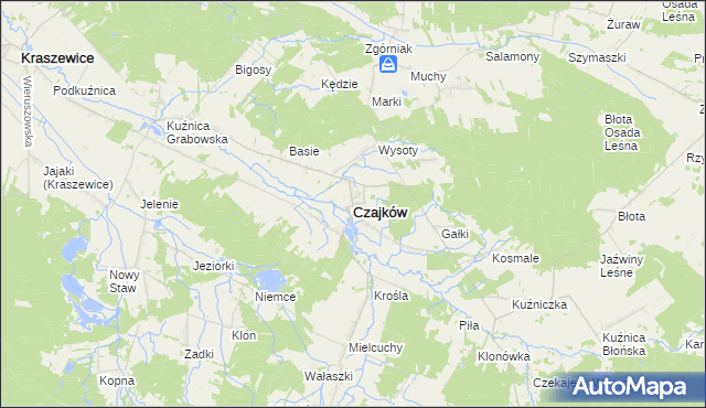 mapa Czajków powiat ostrzeszowski, Czajków powiat ostrzeszowski na mapie Targeo