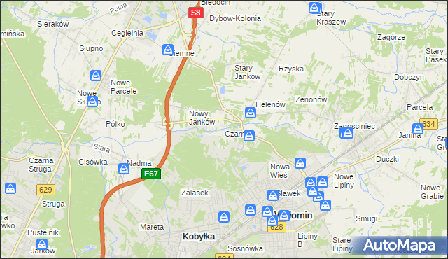 mapa Czarna gmina Wołomin, Czarna gmina Wołomin na mapie Targeo