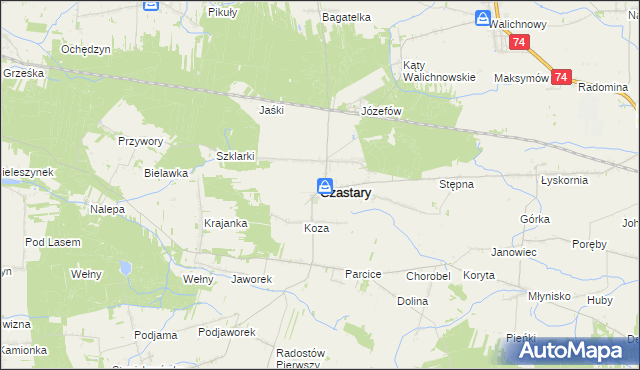 mapa Czastary, Czastary na mapie Targeo