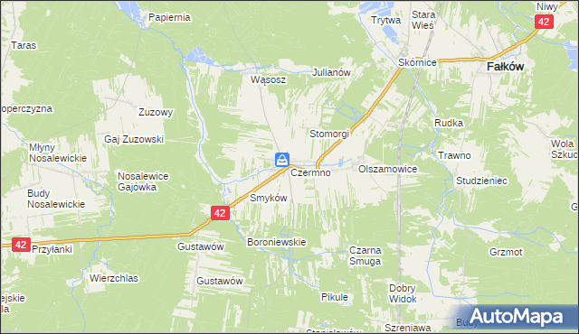 mapa Czermno gmina Fałków, Czermno gmina Fałków na mapie Targeo