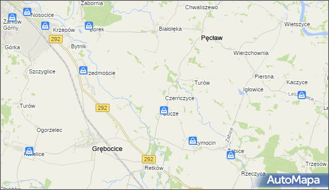 mapa Czerńczyce gmina Grębocice, Czerńczyce gmina Grębocice na mapie Targeo