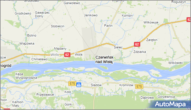 mapa Czerwińsk nad Wisłą, Czerwińsk nad Wisłą na mapie Targeo