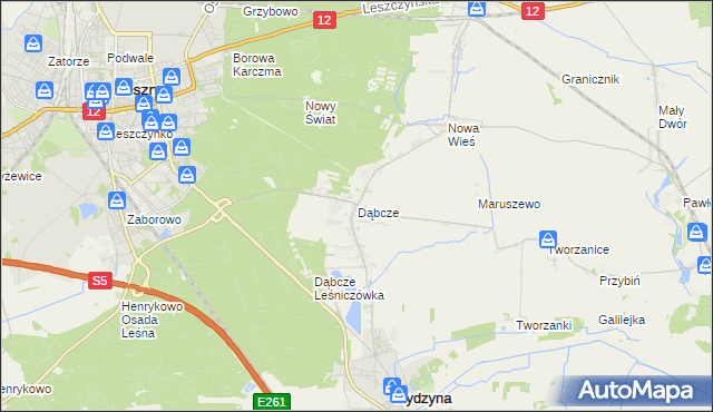 mapa Dąbcze, Dąbcze na mapie Targeo