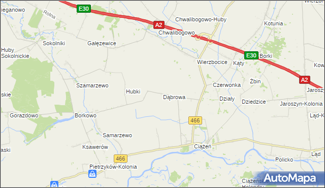 mapa Dąbrowa gmina Lądek, Dąbrowa gmina Lądek na mapie Targeo