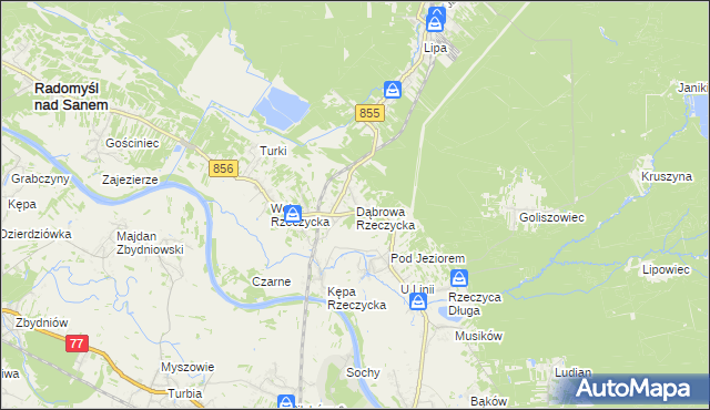 mapa Dąbrowa Rzeczycka, Dąbrowa Rzeczycka na mapie Targeo