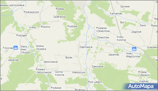 mapa Dąbrowica gmina Słupia, Dąbrowica gmina Słupia na mapie Targeo