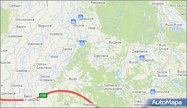 mapa Dąbrówka gmina Rzezawa, Dąbrówka gmina Rzezawa na mapie Targeo