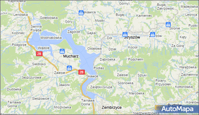 mapa Dąbrówka gmina Stryszów, Dąbrówka gmina Stryszów na mapie Targeo