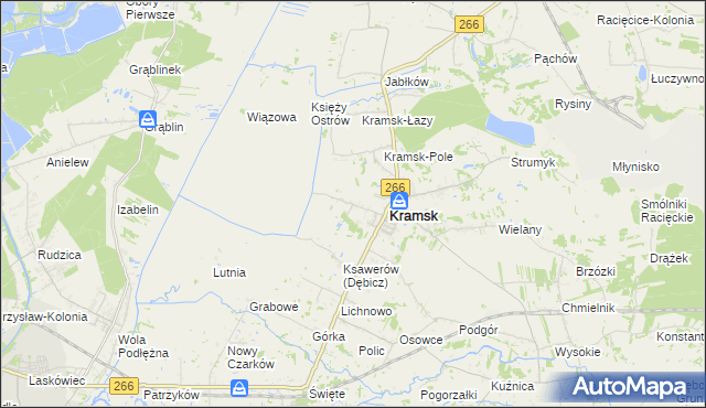 mapa Dębicz gmina Kramsk, Dębicz gmina Kramsk na mapie Targeo