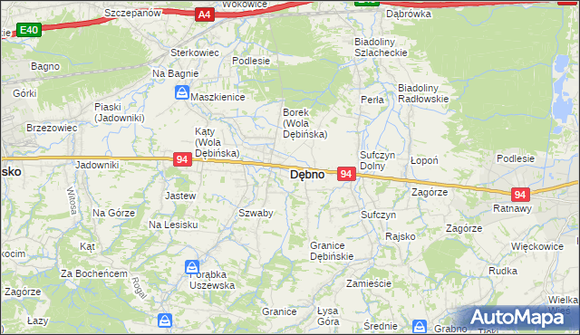 mapa Dębno powiat brzeski, Dębno powiat brzeski na mapie Targeo