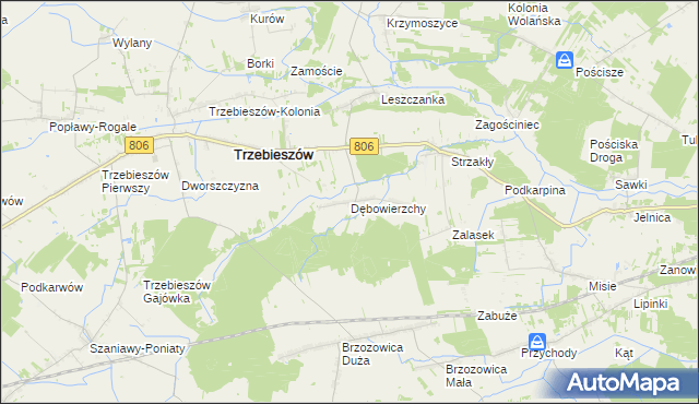 mapa Dębowierzchy, Dębowierzchy na mapie Targeo