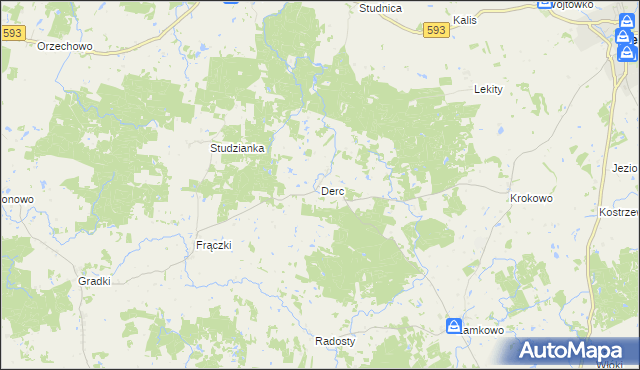 mapa Derc, Derc na mapie Targeo