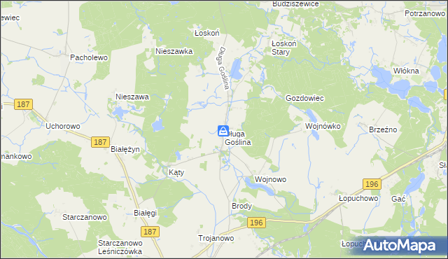 mapa Długa Goślina, Długa Goślina na mapie Targeo