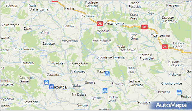 mapa Długołęka-Świerkla, Długołęka-Świerkla na mapie Targeo